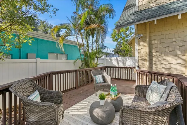 a view of a patio on the roof deck