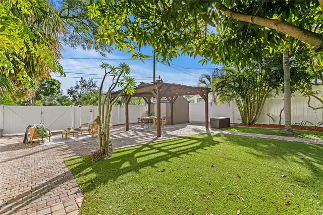 a view of a park with slide