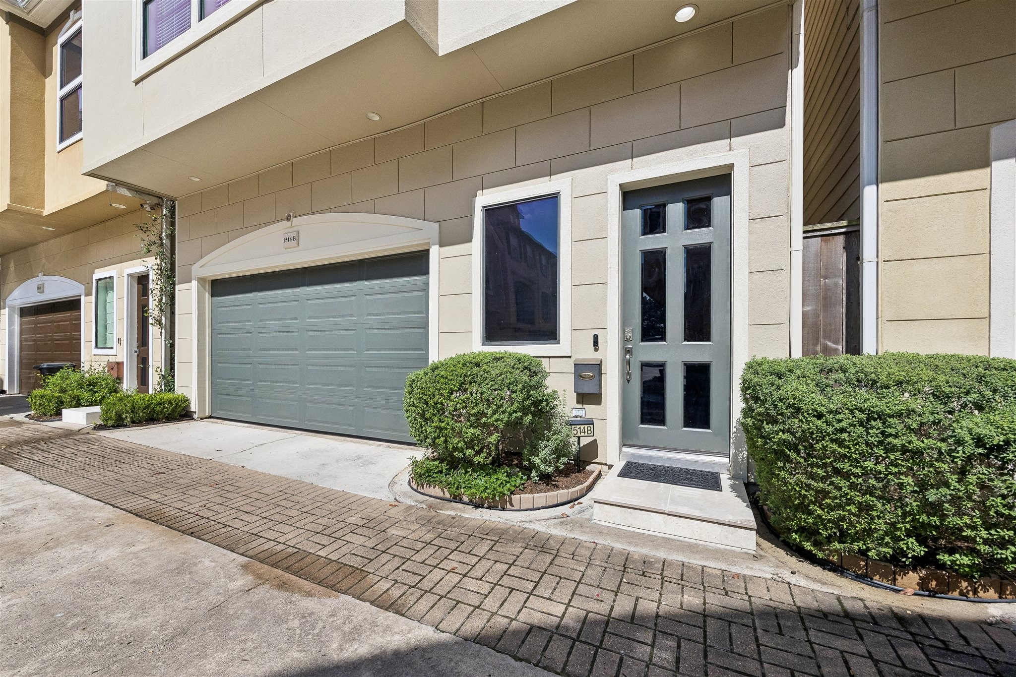 1514 Campbell Road, Unit B Houston, TX 77055 - Photo 8 of 31 Close up view of the front. Glass paneled door allows for plenty of light in the entry, yet far away from the living space for privacy. Exterior repainted in 2026.