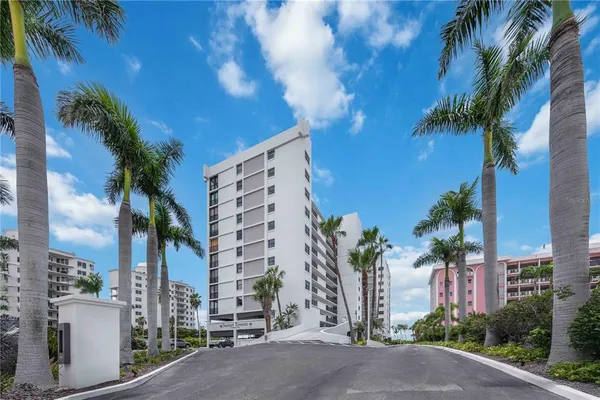 a front view of a multi story building