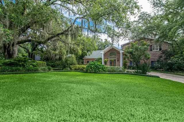 a house view with a garden