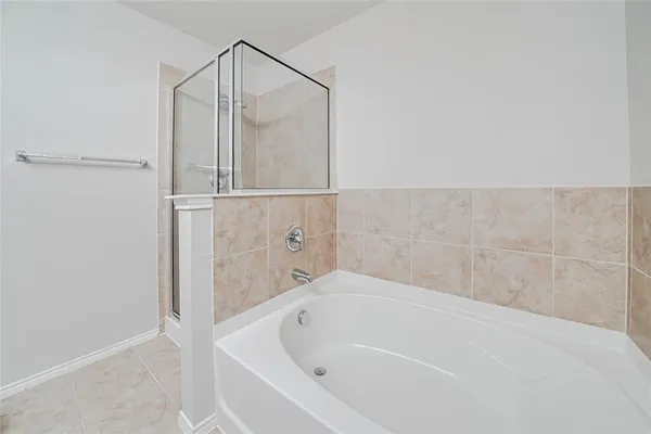a bathroom with a bathtub