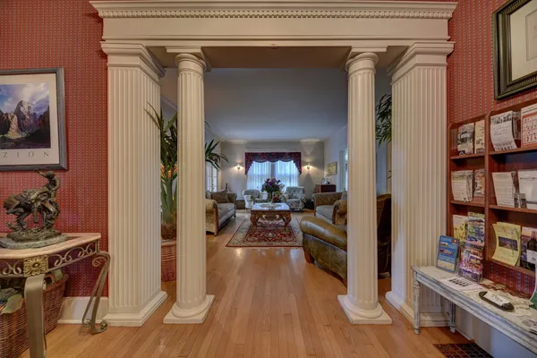 a view of a living room and a livingroom with furniture