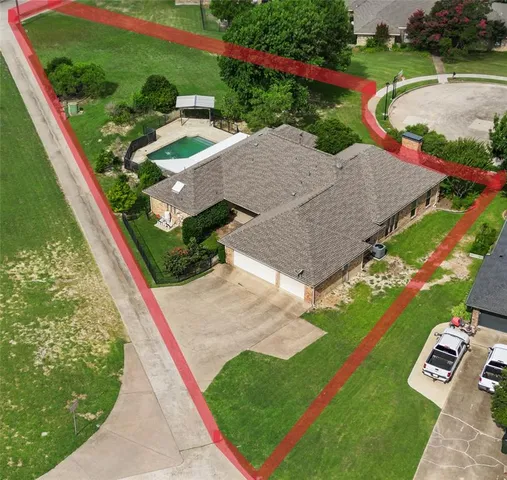 an aerial view of a house