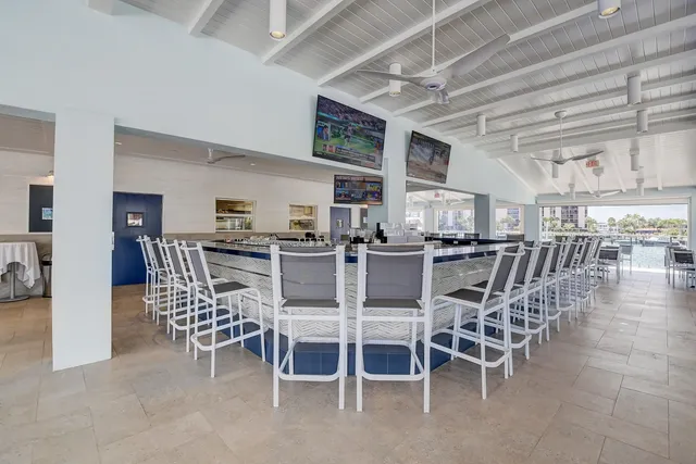 aerial view of a city with large trees