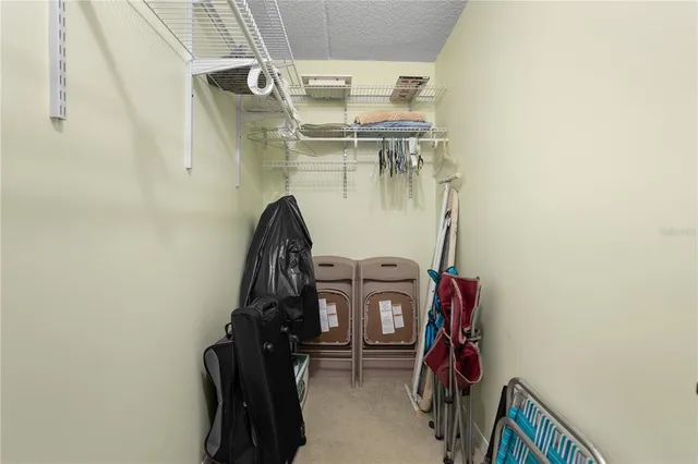 a view of storage and utility room with racks on the wall