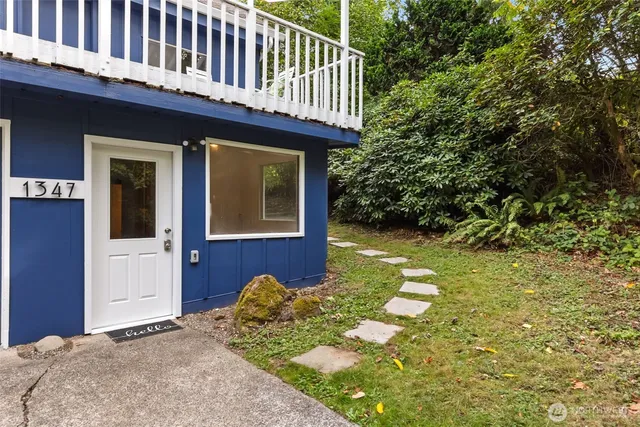 a view of a lake with a city view