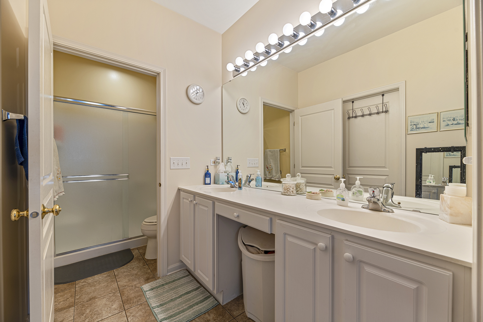 12963 Penefield Lane Huntley, IL 60142 - Photo 14 of 33 a bathroom with a double vanity sink mirror and shower