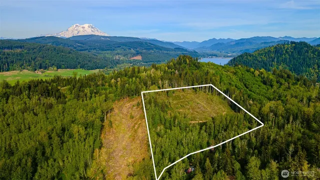 a view of a house with a mountain