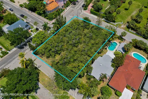 an aerial view of a yard