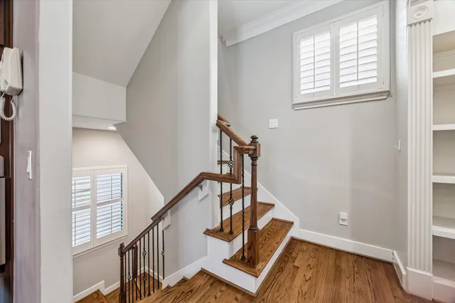 a view of entryway with wooden floor