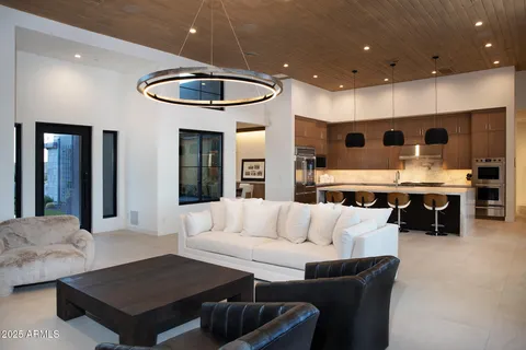 a view of houses with a table and chairs