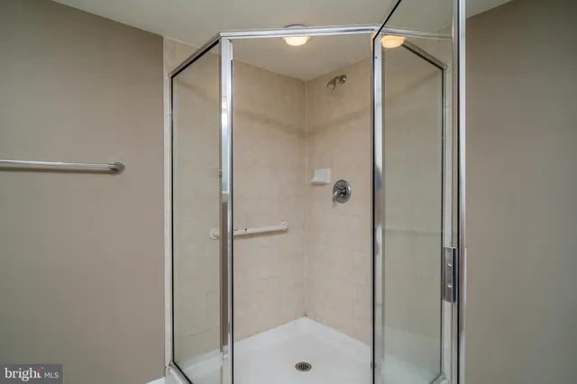 a view of a room with racks on the wall