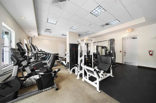 a view of a room with gym equipment