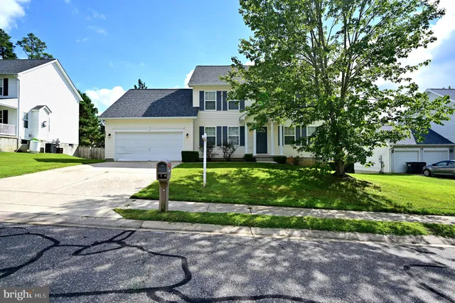 a view of a house with a big yard plants and large trees