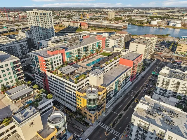 an aerial view of a city