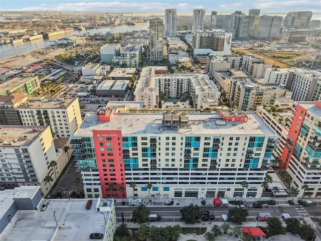 a view of city with tall buildings
