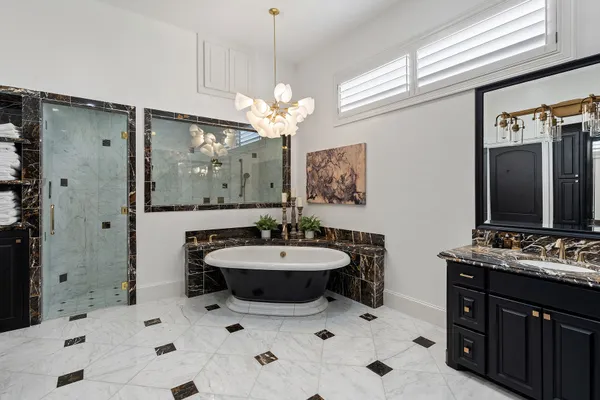 a bathroom with shower