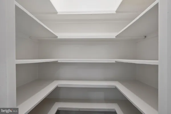 a storage room with empty racks