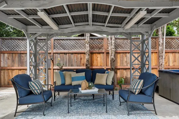 a outdoor living space with furniture