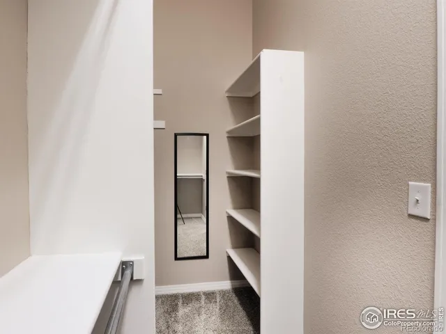 a view of an empty walk in closet