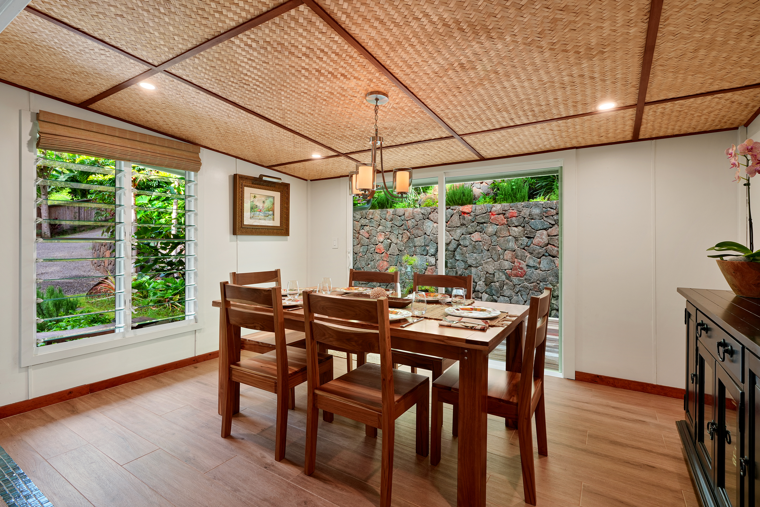 3720A Moloaa Road Kapaa, HI 96746 - Photo 7 of 17 a view of a dining room with furniture window and wooden floor