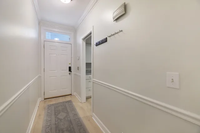 a view of small space with racks on the wall