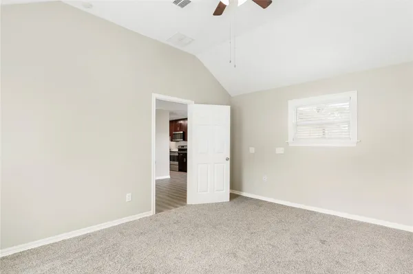 an empty room with closet