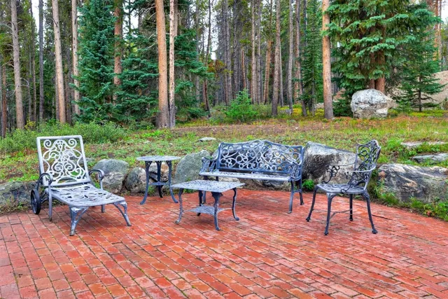 a view of yard with seating space