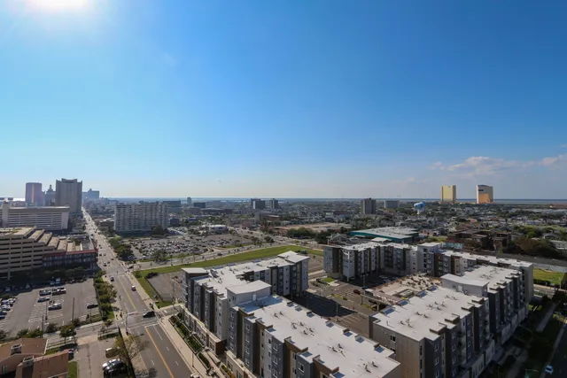 an aerial view of a city