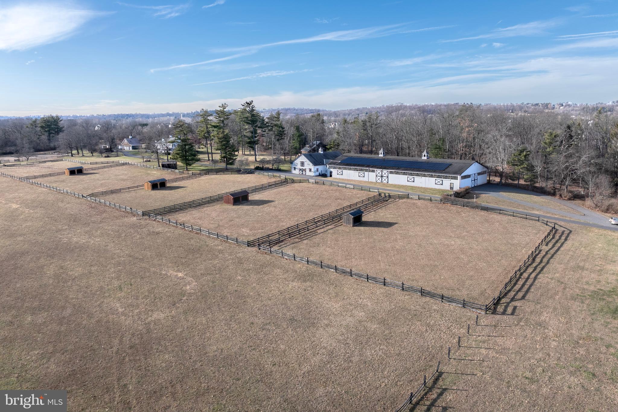 266 Province Line Road Skillman, NJ 08558 - Photo 35 of 71 Aerial View paddocks and Run-in Sheds