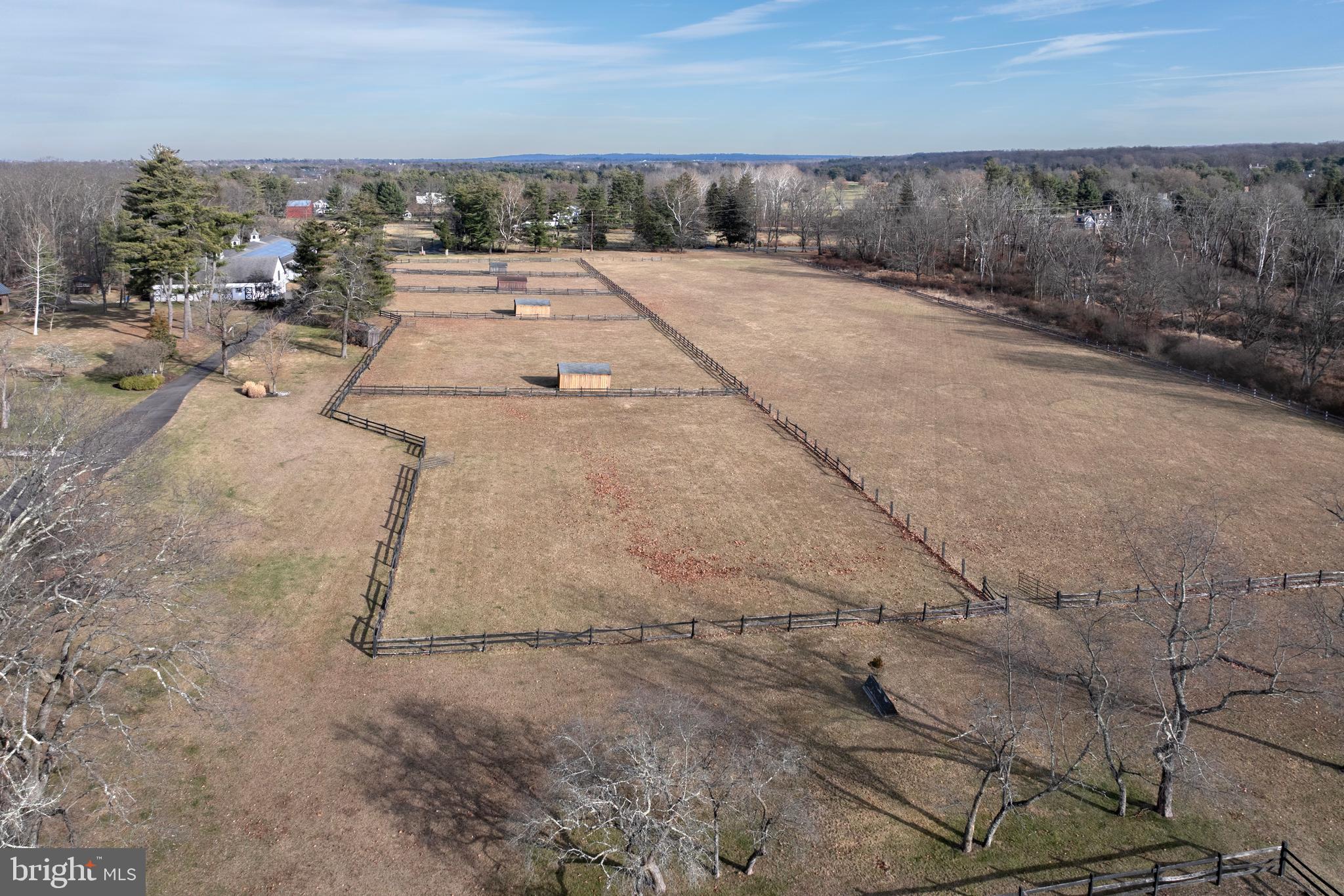 266 Province Line Road Skillman, NJ 08558 - Photo 38 of 71 Aerial Towards Stable and Indoor Arena