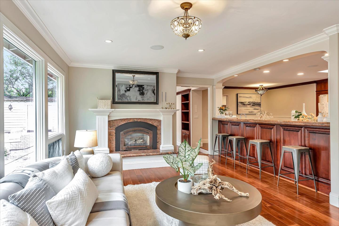 1623 Fallen Leaf Lane Los Altos, CA 94024 - Photo 12 of 62 a living room with furniture and a fireplace