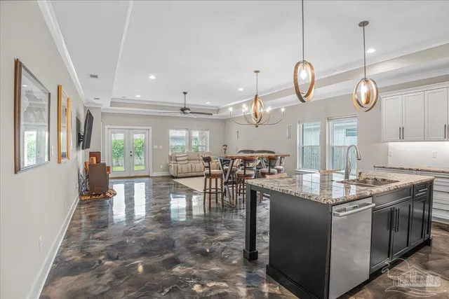 a view of a dining room and livingroom view