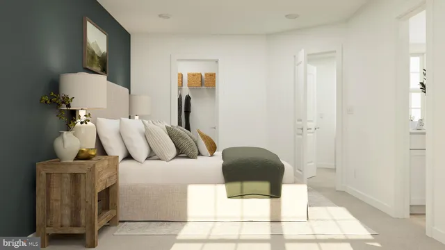 a living room with furniture and a lamp