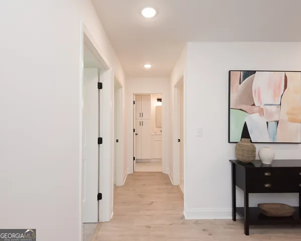 a view of a room with racks on the wall