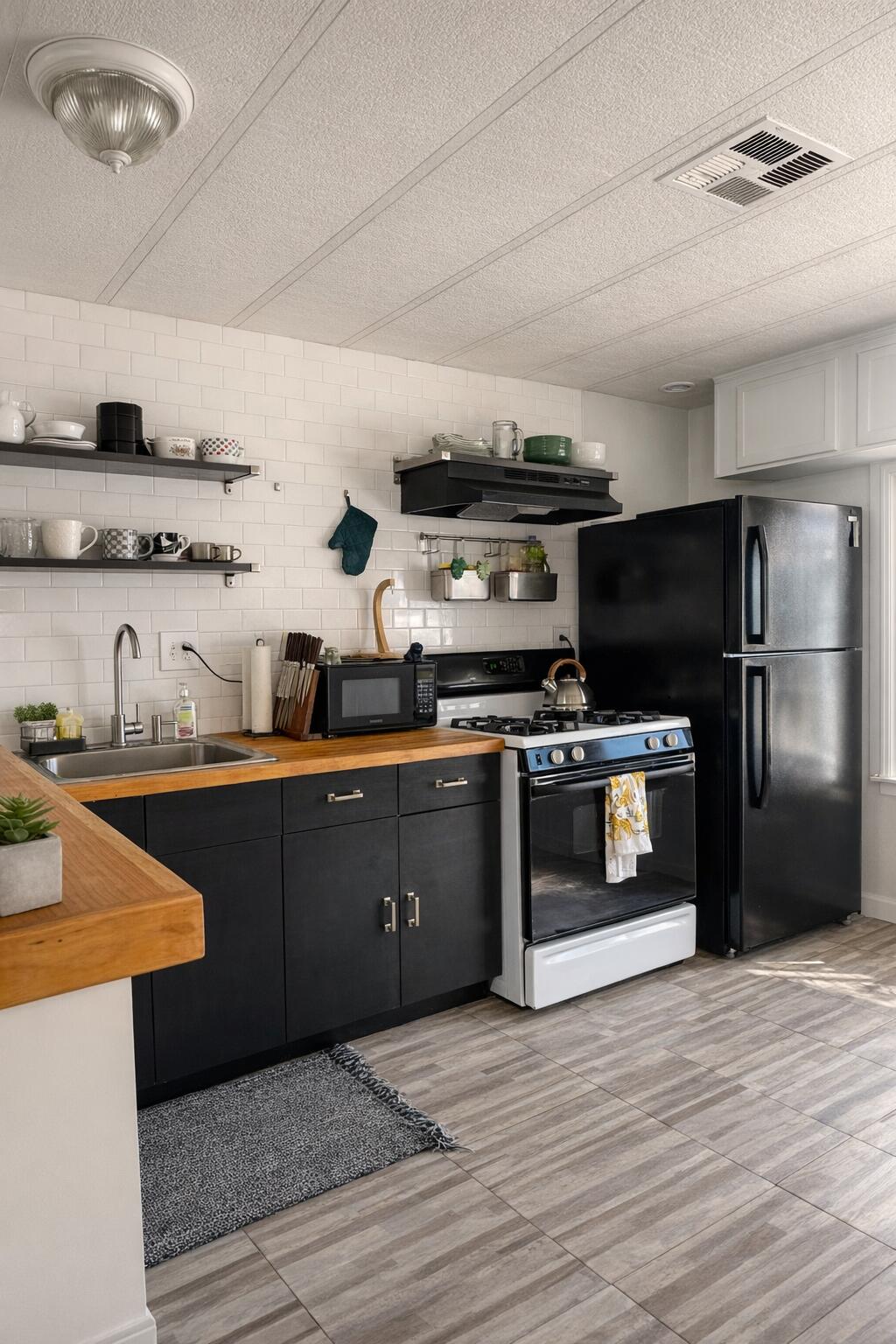 6117 Valley View Street, Unit 22 Joshua Tree, CA 92252 - Photo 5 of 17 Modern L-shaped kitchen with sleek featu