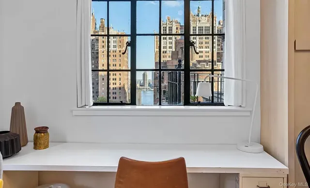 a kitchen with a window
