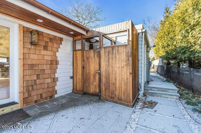 a view of wooden door