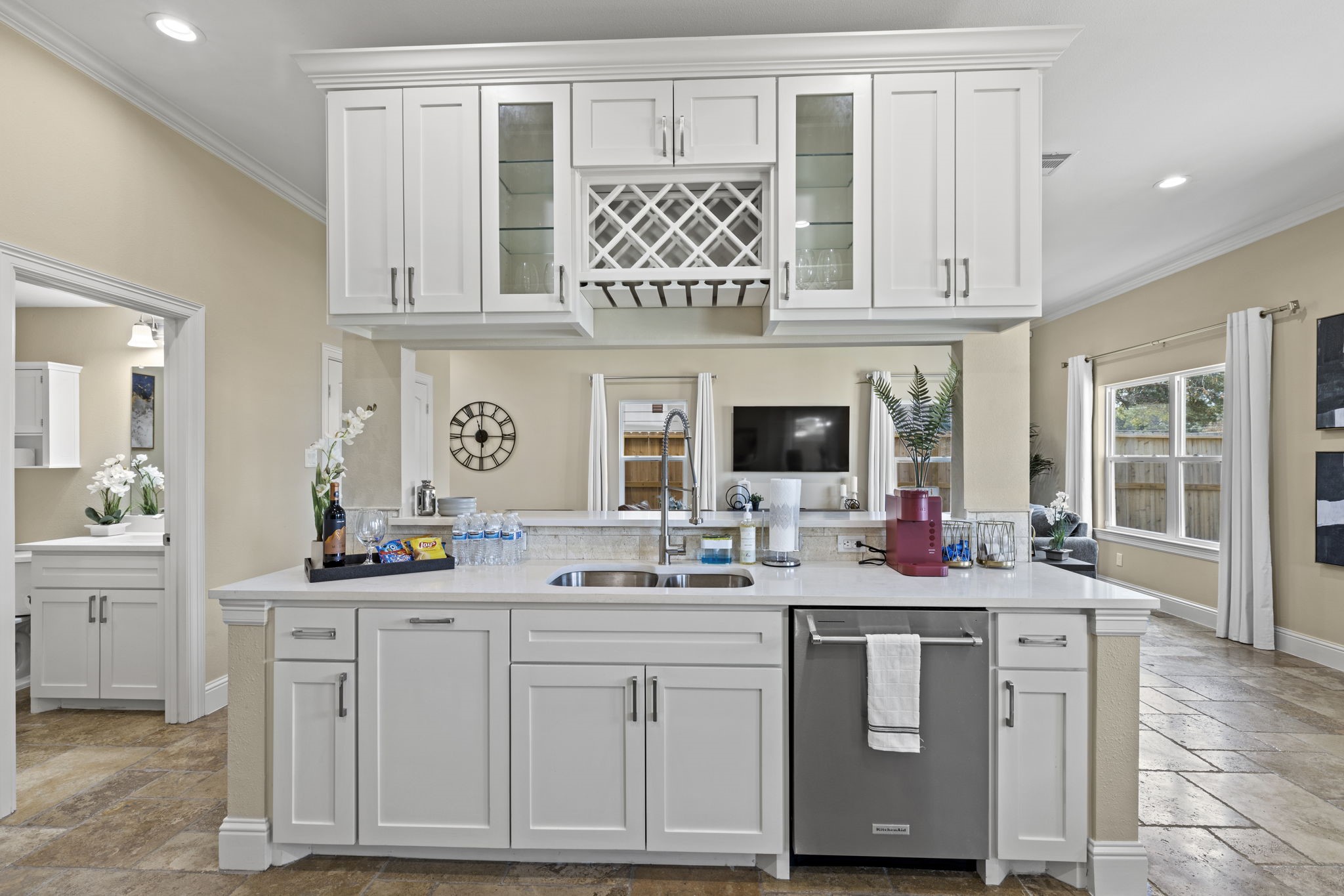 2211 Silverbonnet Street Houston, TX 77055 - Photo 15 of 39 a kitchen with stainless steel appliances granite countertop a sink and cabinets