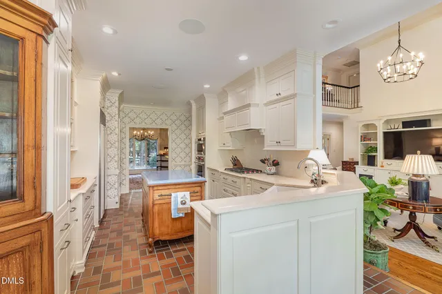 a large kitchen with cabinets