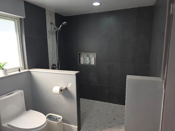 a bathroom with a toilet a sink and mirror