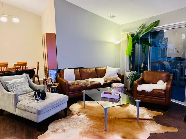 a living room with furniture