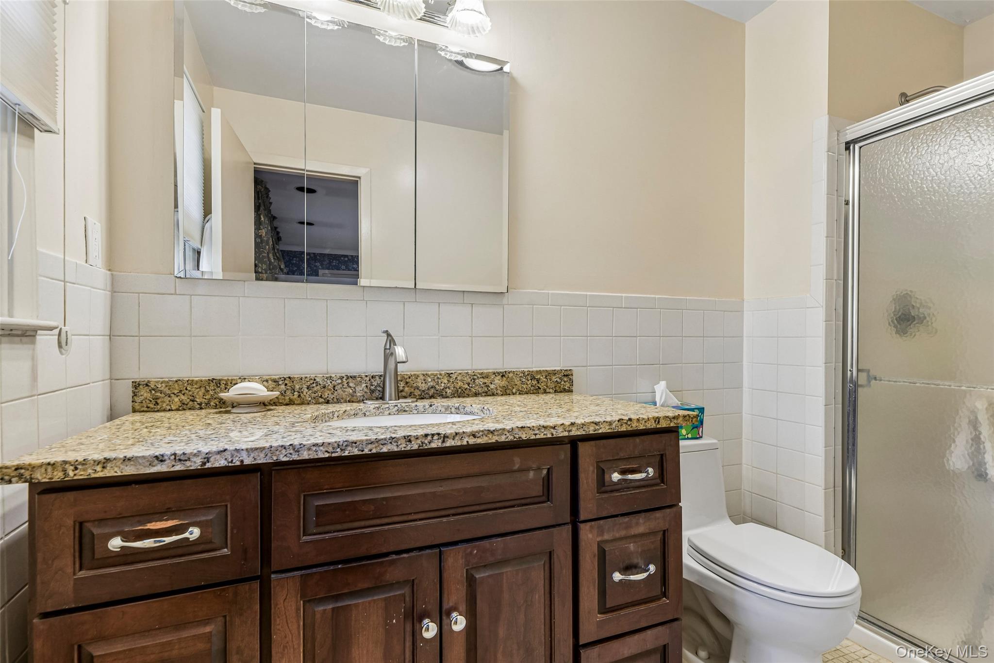 100 Hewlett Neck Road Woodmere, NY 11598 - Photo 25 of 45 a bathroom with a granite countertop toilet sink and mirror