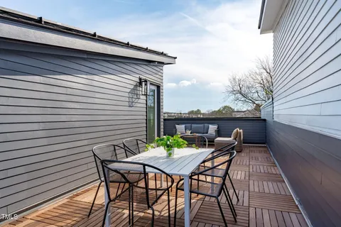 a view of a patio on the roof deck