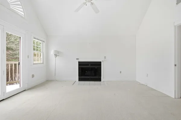 an empty room with windows
