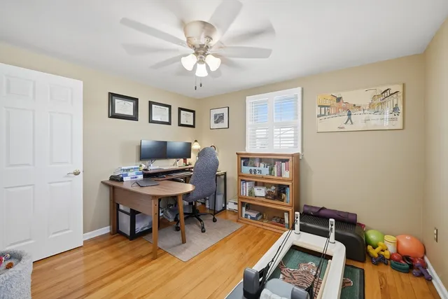 a workspace with furniture