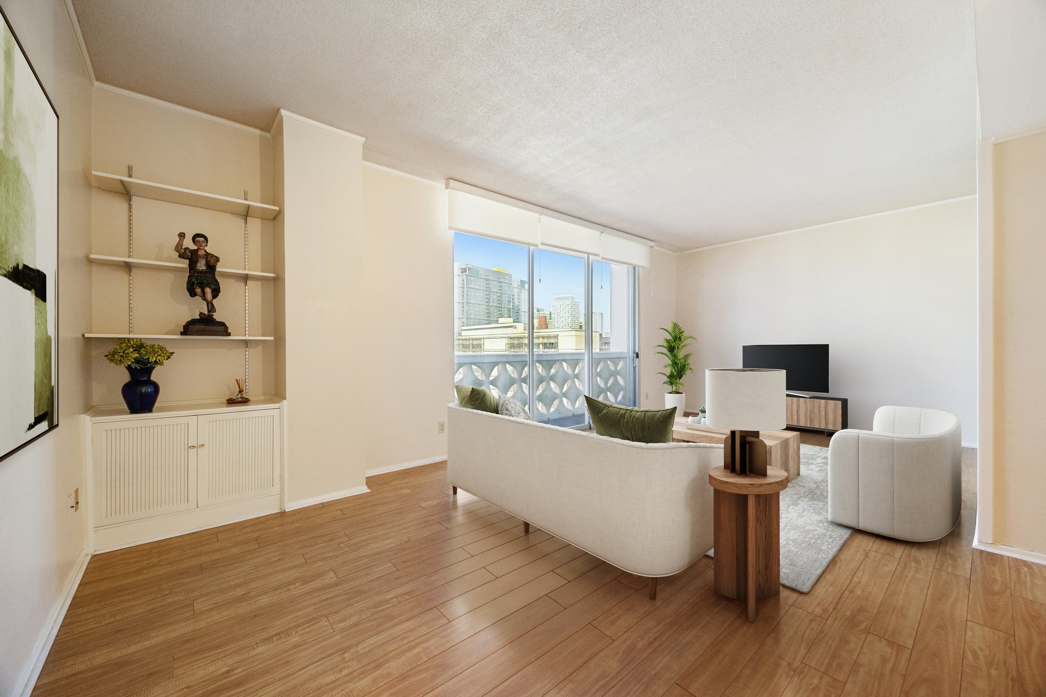 1801 Lavaca Street, Unit 7L Austin, TX 78701 - Photo 2 of 25 a living room with furniture and a wooden floor