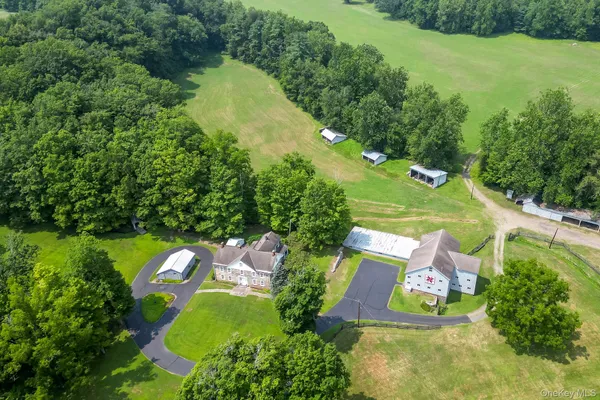 an aerial view of a house