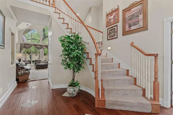 a view of entryway with wooden floor and a potted plant